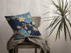 Navy Blue Garden Indoor Outdoor Zippered Throw Pillow