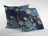 Navy Blue Garden Indoor Outdoor Zippered Throw Pillow