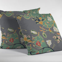 Green Gray Garden Indoor Outdoor Zippered Throw Pillow