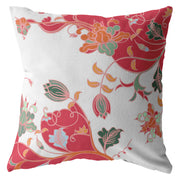 Red White Garden Indoor Outdoor Zippered Throw Pillow