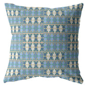 16" Blue Cream Spades Indoor Outdoor Zippered Throw Pillow