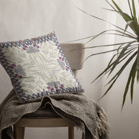 Gray Floral Frame Suede Throw Pillow