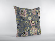 16” Gray Pink Jacobean Suede Throw Pillow