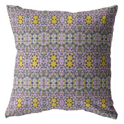 18” Purple Yellow Geofloral Suede Throw Pillow