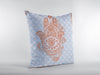 20” Blue Orange Hamsa Boho Suede Throw Pillow