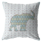 16" Blue Elephant Decorative Suede Throw Pillow