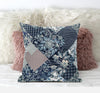 Deep Blue Gray Floral Zippered Suede Throw Pillow