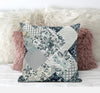 Gray White Floral Zippered Suede Throw Pillow