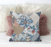 Blue Peach Floral Zippered Suede Throw Pillow