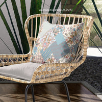 Gold Peach Boho Floral Indoor Outdoor Throw Pillow