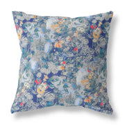 16" Blue Gray Springtime Indoor Outdoor Throw Pillow