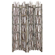 Earthy Birch and Twig Four Panel Room Divider Screen