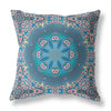 16" X 16" Blue And Pink Geometric Blown Seam Suede Throw Pillow