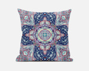 16"X16" Blue And Pink Microsuede Geometric Zippered Pillow