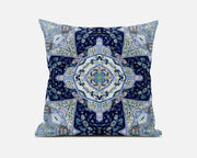 16"X16" Indigo Microsuede Geometric Zippered Pillow