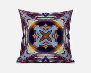 18" X 18" Purple Peach Indigo Muted Yellow Geometric Zippered Suede Throw Pillow