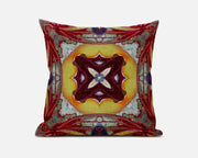 18" X 18" Yellow Red Magenta Green Geometric Zippered Suede Throw Pillow