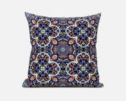 16"X16" Blue And Orange Microsuede Quatrefoil Zippered Pillow