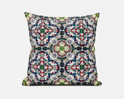 20"X20" Green And White Microsuede Quatrefoil Zippered Pillow