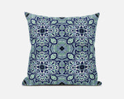 18"X18" Aqua Microsuede Quatrefoil Zippered Pillow