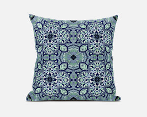 18"X18" Aqua Microsuede Quatrefoil Zippered Pillow