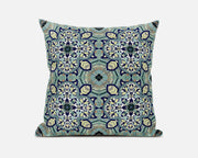 18"X18" Green Microsuede Quatrefoil Zippered Pillow