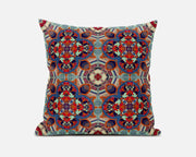 16"X16" Blue And Orange Microsuede Quatrefoil Zippered Pillow