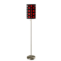 66" Steel Novelty Floor Lamp With Black And Red Drum Shade