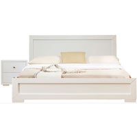 Moma White Wood Platform Full Bed With Nightstand