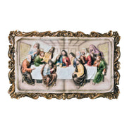 29" Rustic Gold Polyresin Last Supper Decorative Plaque Sculpture