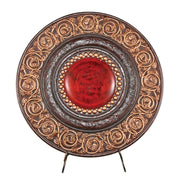 21" Red And Brown Round Polyresin Decorative Plaque