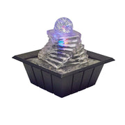 8" Clear Polyresin Ice Design Tabletop Fountain With LED