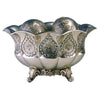 7" Silver Scalloped Design Polyresin Decorative Bowl With Orbs