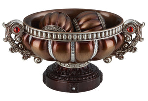 9" Reddish Bronze And Silver Polyresin Decorative Bowl With Orbs