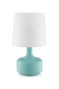 17" Blue Metal Bedside Table Lamp With White Shade