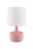 17" Pink Metal Bedside Table Lamp With White Shade