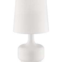 17" White Metal Bedside Table Lamp With Off-White Shade