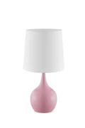 24" Pink Metal Bedside Table Lamp With White Shade