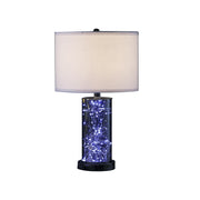 21" Glass LED Cylinder Table Lamp with Nightlight and White Drum Shade