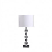 20" Silver Bedside Table Lamp With White Drum Shade