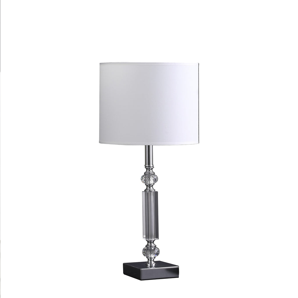 20" Silver Bedside Table Lamp With White Drum Shade