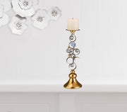 Set Of Two Gold Bling Tabletop Pillar Candle Holder