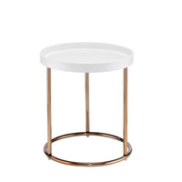 22" Copper And White Solid Wood And Steel Round End Table