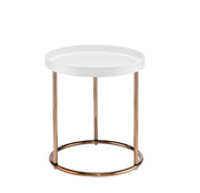 22" Copper And White Solid Wood And Steel Round End Table