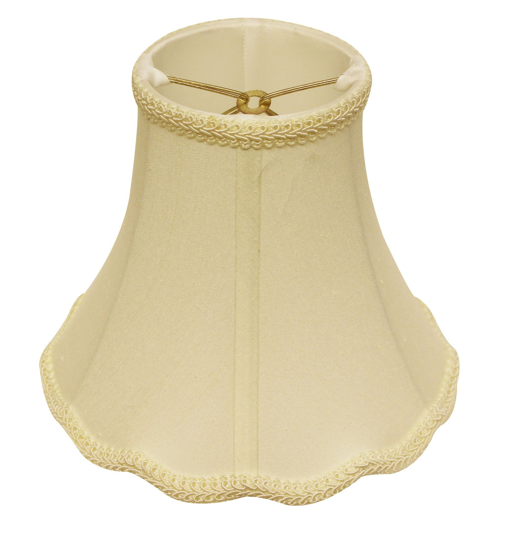 8" Ivory Slanted Scallop Bell Monay Shantung Lampshade