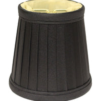 4" Black and Gold Set of 6 Slanted Pleat Chandelier Silk Lampshades