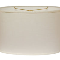 14" White Throwback Oval Linen Lampshade