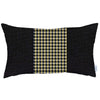 12" X 20" Black And Yellow Houndstooth Zippered Handmade Polyester Lumbar Pillow Cover