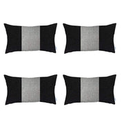 Set Of Four 20" X 12" Black And Grey Geometric Zippered Handmade Polyester Lumbar Pillow