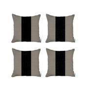 Set Of Four 18" X 18" Brown And Black Houndstooth Zippered Handmade Polyester Throw Pillow